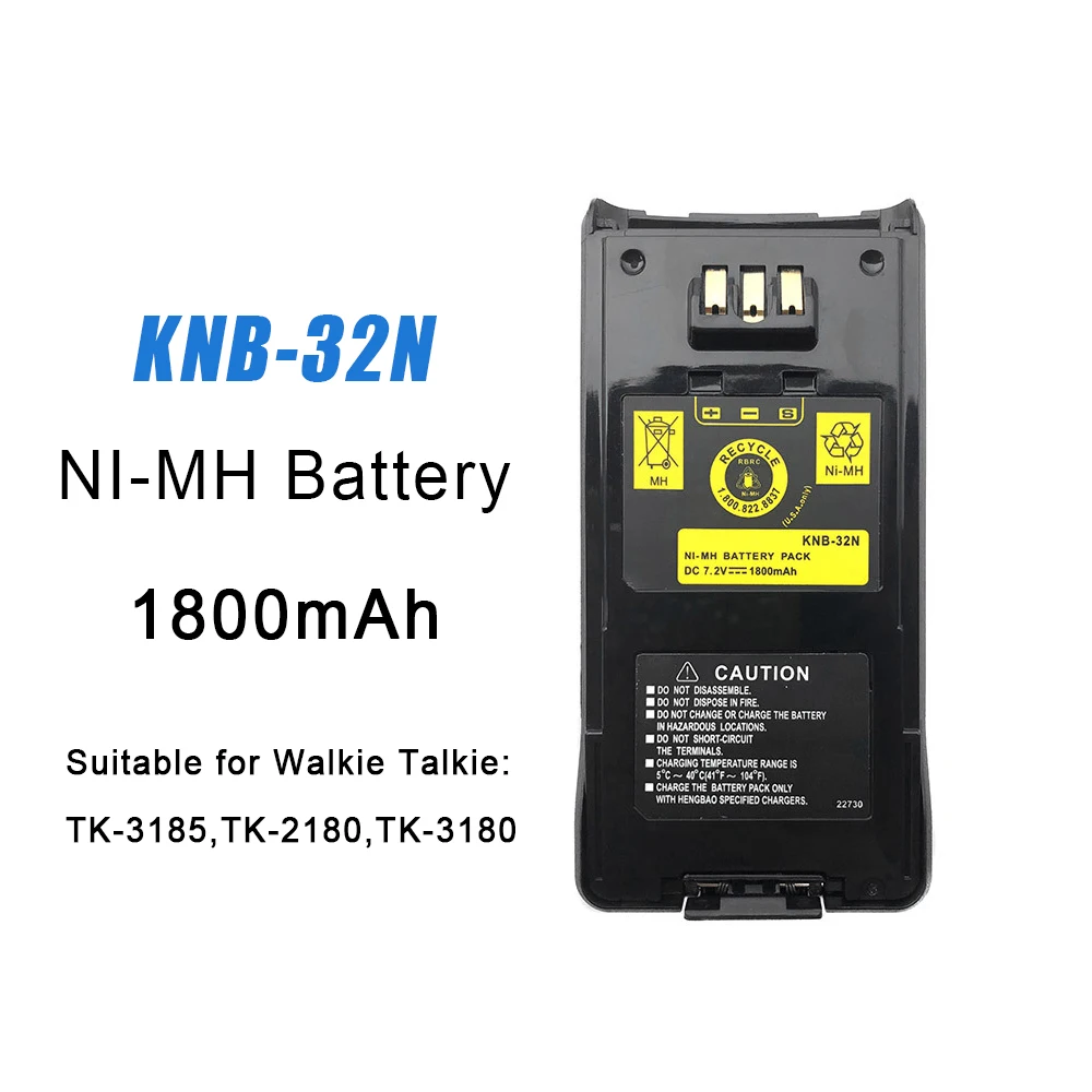 KNB-32N Ni-MH Battery 1800mAh Replacement Battery For Walkie Talkie TK-3185 TK-2180 TK-3180 Two Way Radios KENWOOD Radio Parts