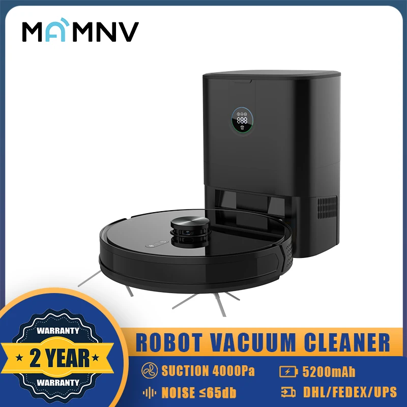 MAMNV 5200mAh D900 Automatic Robot Vacuum Cleaner 6000PA Strong Suction Auto-Empty Station LDS +TOF Floor Maps Zone Cleaning