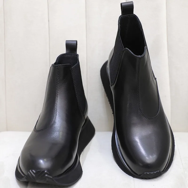 StephanMen-Bottes de Luxe en Cuir group, Semelle Optique, Rinçage, Robe d'Affaires, Mode de Rue, Gentleman, Bottes de Moto à Enfiler