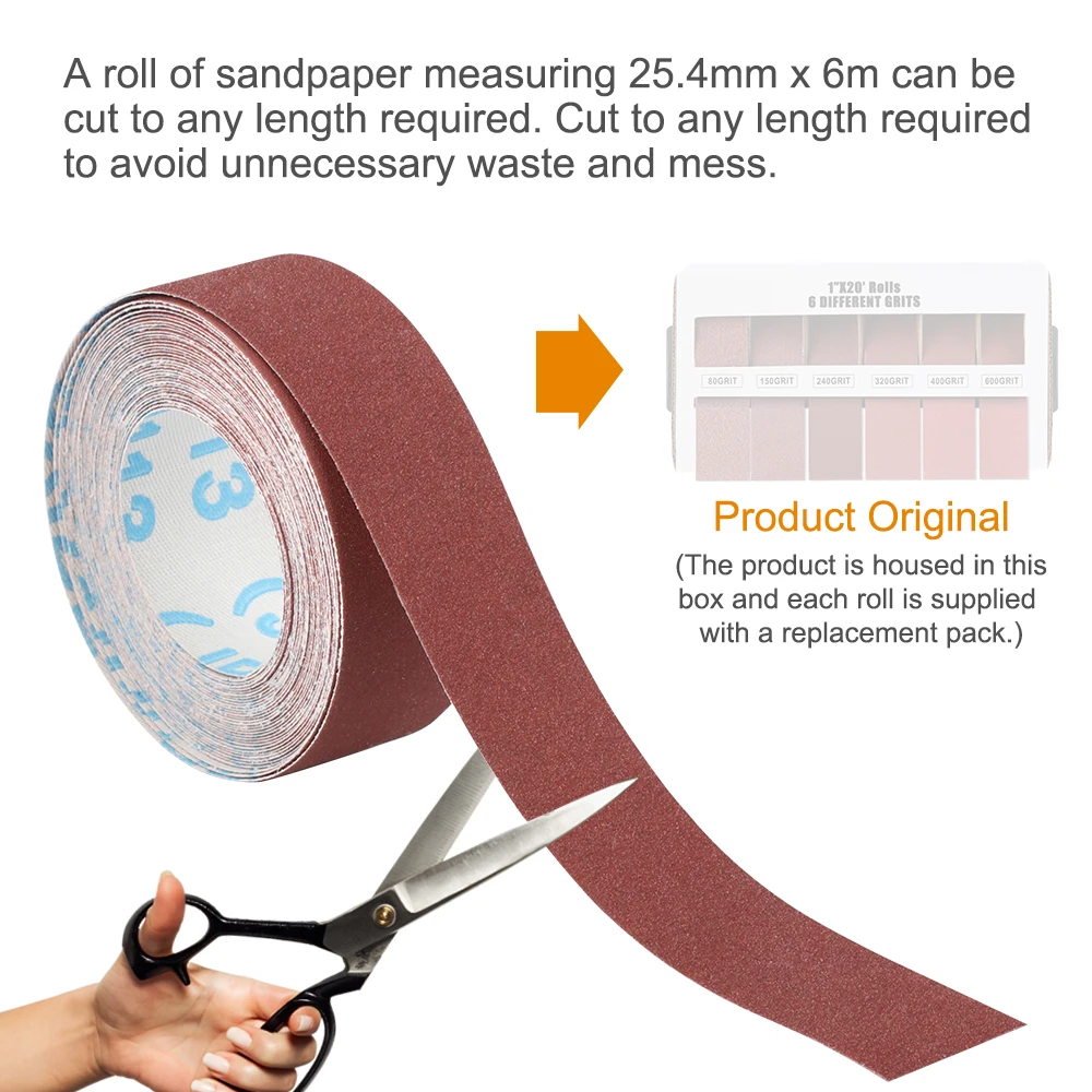 CMCP 4/5/6 Roll Grits Sandpaper Dry Grinding Emery Sanding Belt Drawable Abrasive Paper Pack with Dispenser Cloth