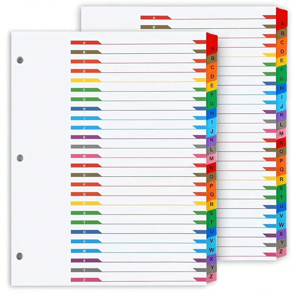 

Alphabet Binder Dividers For 3 Ring Binder, A-Z Dividers For 3 Ring Binder, Multicolor A-Z Binder Dividers With Customizable Table Of Contents Page, ABC Alphabet Tabs For Schoolsss Office
