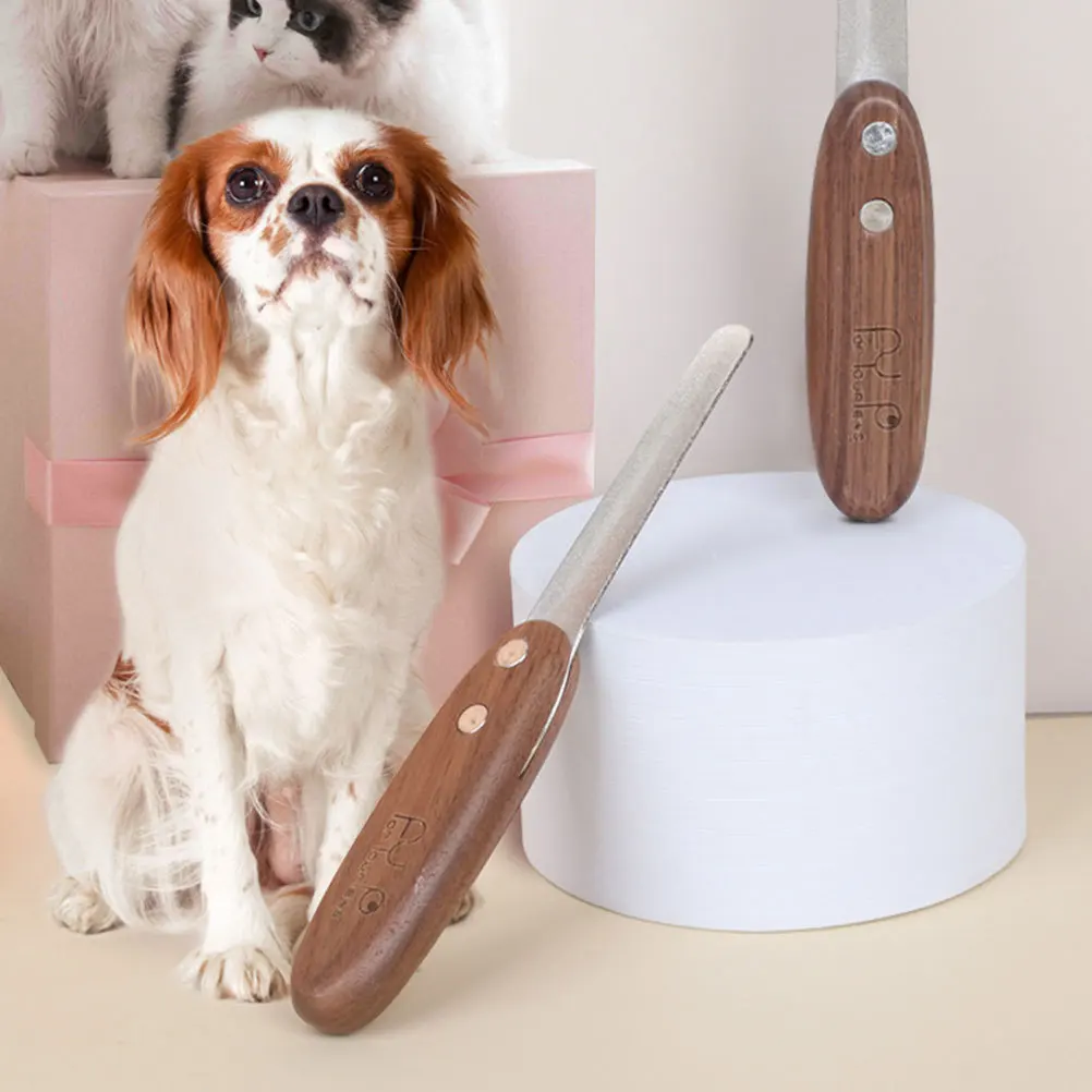 

Pet Nail File Stainless Steel Strong Wear-Resistant Rust-Proof Double Side Wood Handle Dog Nail Grinding Tool For Cat