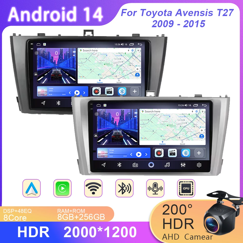 

For Toyota Avensis T27 2009 - 2015 Android Car Radio GPS Navigation Multimedia Player Carplay QLED Touch Screen DSP Auto Stereo