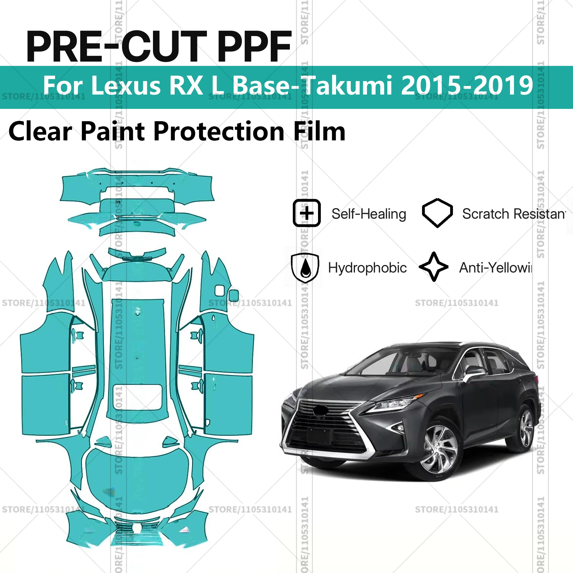 For Lexus RX L Base-Takumi 2015-2019 Pre-Cut Paint Protection Film PPF Transparent Car Film Automotive PPF Full Vehicle