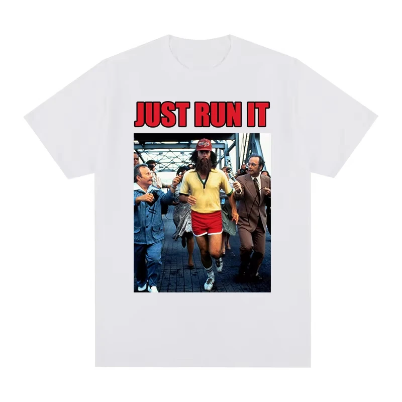 Forrest Gump Run Printed Summer T-shirt Men's Women's Plus Size Casual Short Sleeve Crew Neck Cotton Tee Unisex Fashion Top