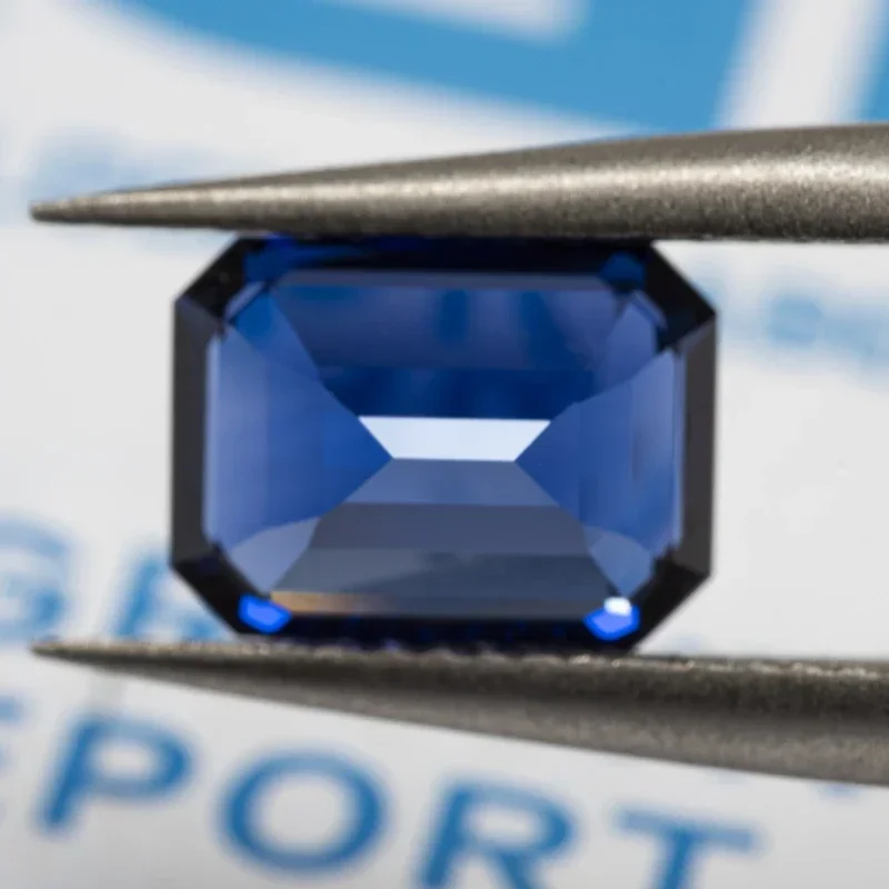 Lab Grown Sapphire Emerald Shape Royal Blue VVS1 Gemstone for Charms Diy Jewelry Making Ring Pendant Selectable  AGL Certificate