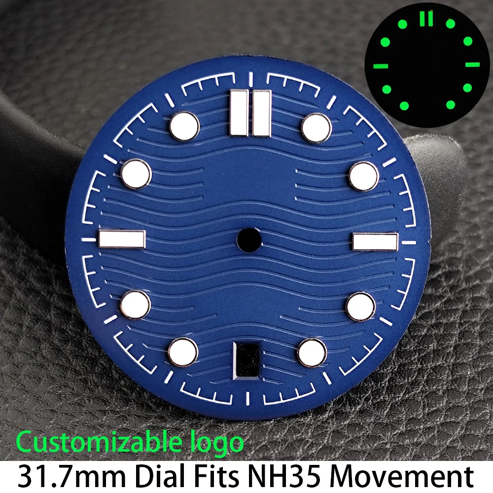 31,7mm 6-Uhr-Zifferblatt Passend für NH35 Uhrwerk Zubehör Ersatz für Uhren Herren Grün Leuchtende NH35 Zeiger Mechanisches Uhrenteil – Detail 3