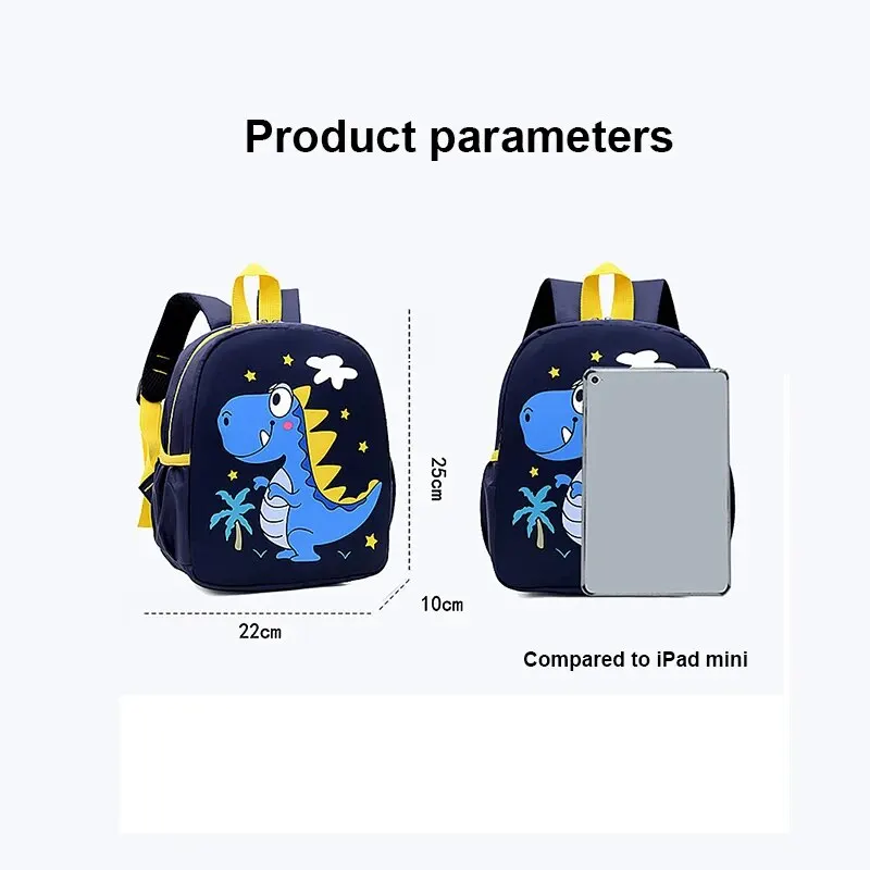 Cartoon Cute Dinosaur Printed SchoolBags Trendy Waterproof Kindergarten Primary School Bookbag Student Backpack