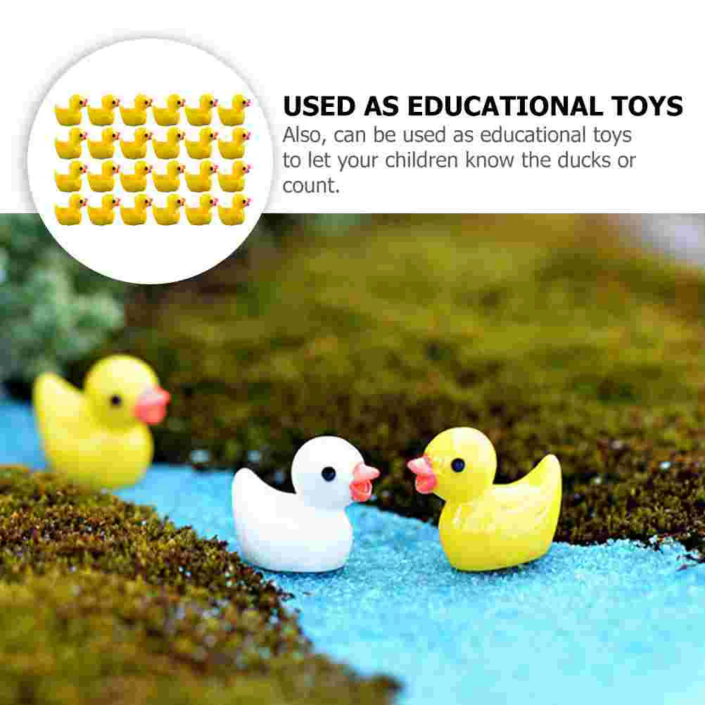 100 Pcs Resin Duck Tabletop Mini Figurine Figure Garden Supply Ducks Lovely Decorative Adorable Miniature Desktop