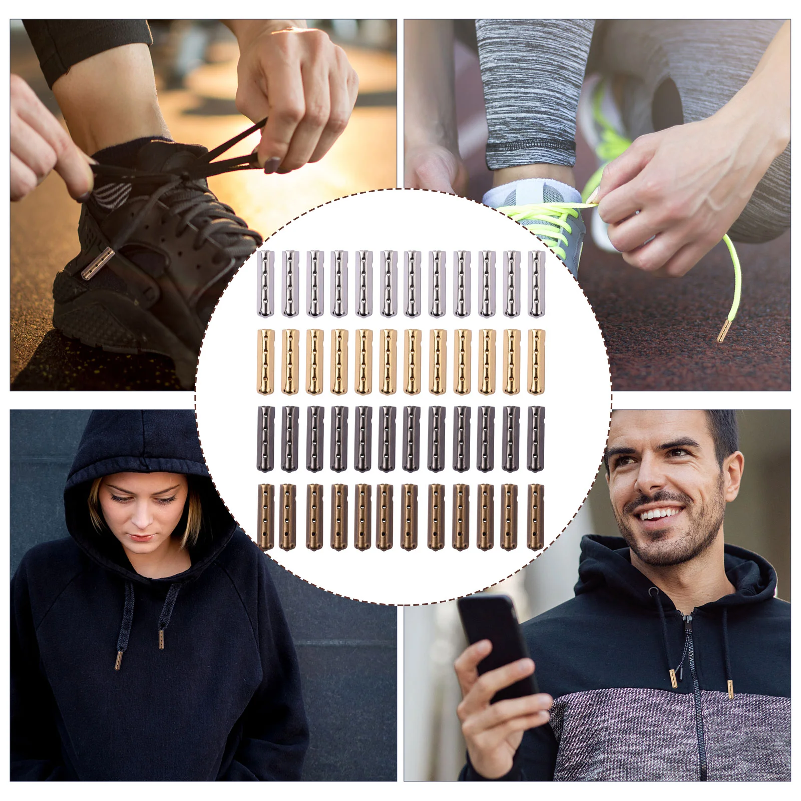 CRIMPING Hoodies รองเท้าลูกไม้ปลายเคล็ดลับ Laces ทองแดง Shoelaces หัวเปลี่ยน DIY ซ่อมโลหะ