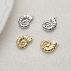 4PCS 14K Gold Plated Brass Conch Charms Pendant Jewelry DIY Making Supplies Material Accessories