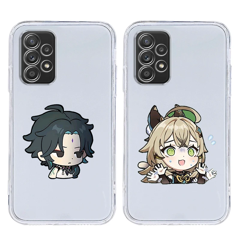 Kawaii Cartoon Genshin Impact Case for Samsung A17 A13 A15 A25 A35 A37 A57 A51 A55 A71 A41 A23 A53 A73 5G A05s A07 4G Cover