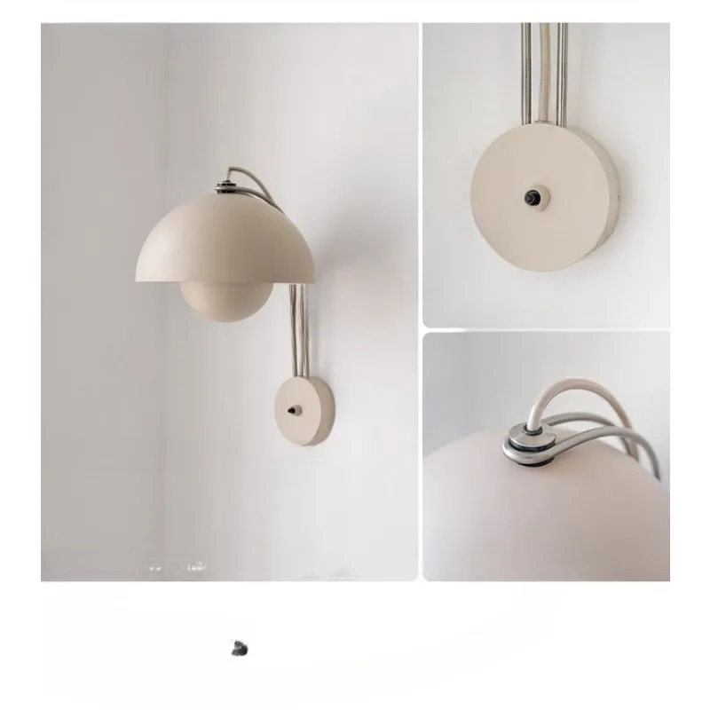 

Bedside designer, bud wall lamp, modern minimalist living room, study background wall, bedroom cream