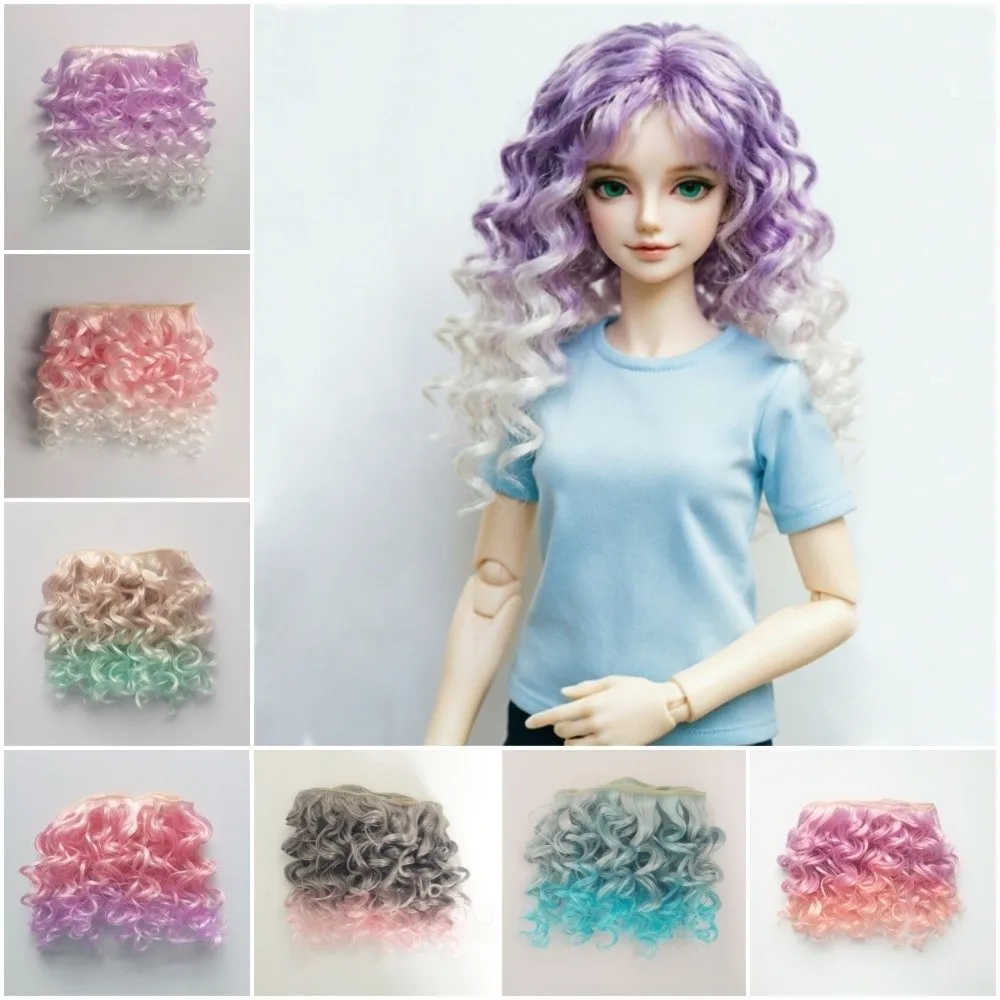 15CM Length Curly Doll Hair Imitation Wool Roll Chemical Fiber DIY Toy Hair Gradient Color Doll Hair Extensions For BJD SD Doll
