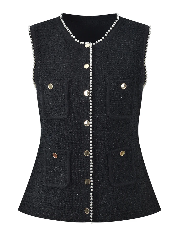 ชุดเสื้อกั๊กถักไหมพรมประดับเลื่อม พร้อมกระโปรง รุ่นไฮเอนด์ สไตล์ยุโรป แฟชั่นผู้หญิง สำหรับทุกฤดูกาล