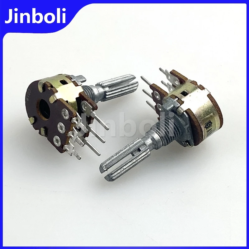 2PCS 16 Type 6Pins Double Potentiometer A10K Computer Speaker Audio Amplifier Volume Adjustment Handle Length 25mm