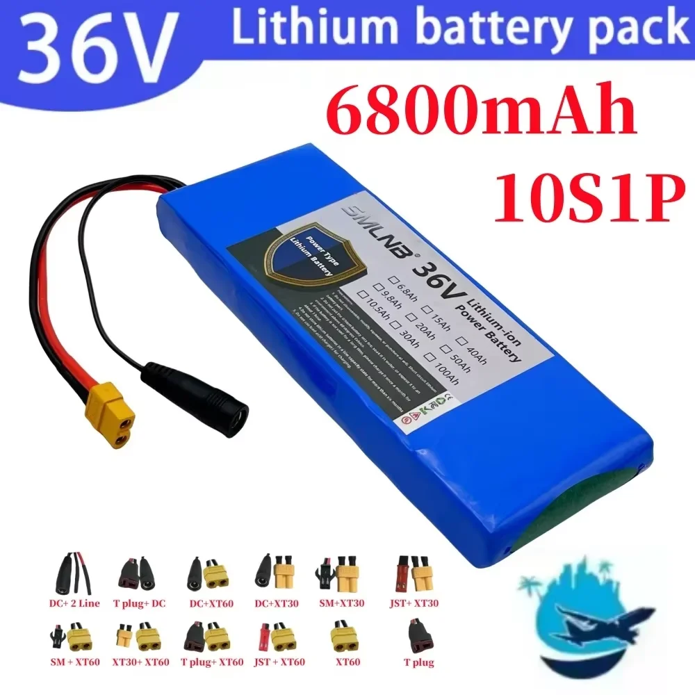 10S1P 36V 6800mAh 18650 Lithium Li-ion  Battery Pack  15A BMS 500W Rechargeable Batteries Electric Car Bicycle Scooter