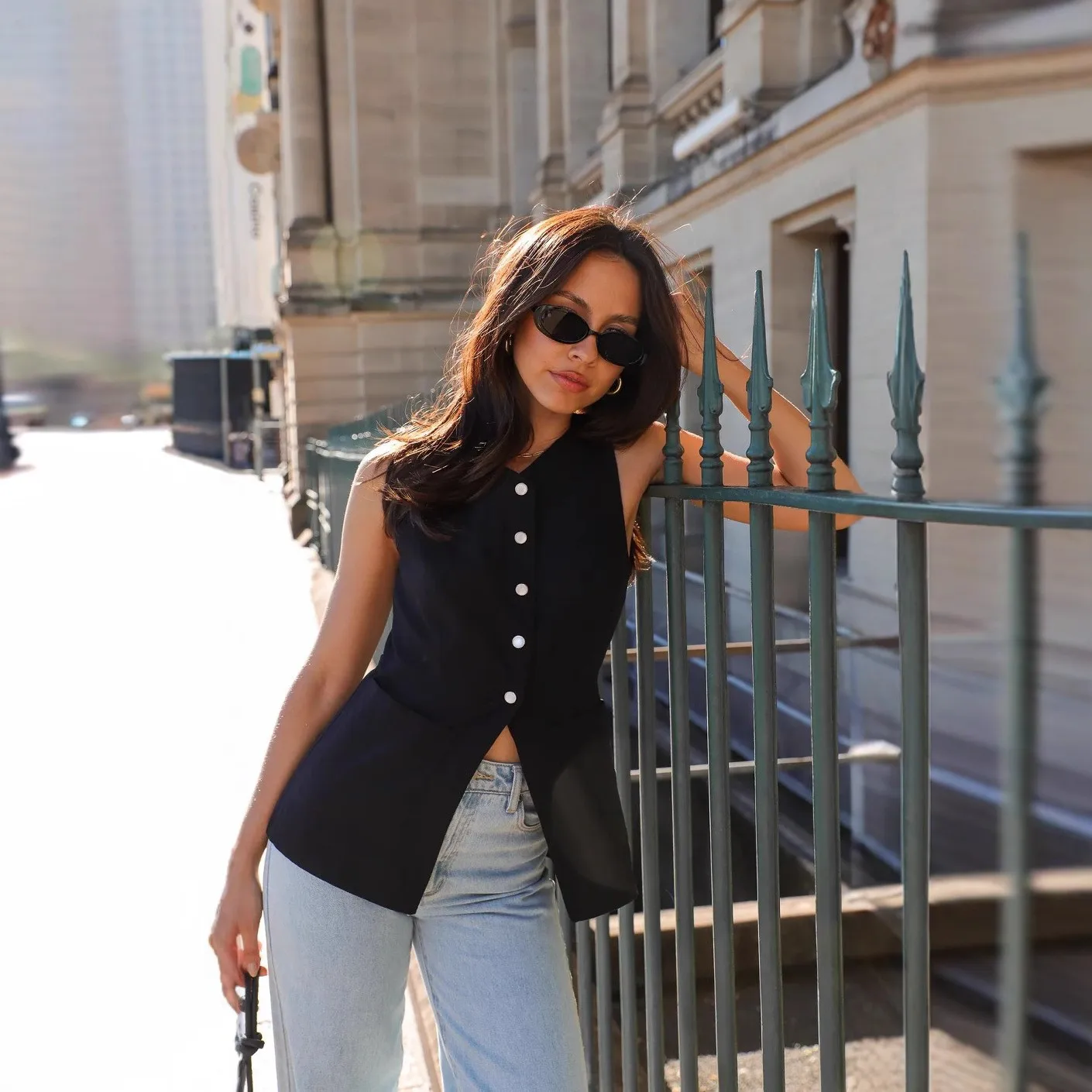 Summer Clothes Vest Women V Neck Solid Color Tank Top Cropped Light Blue Slim Fit Sleeveless Top Button Front Black Camisole Red
