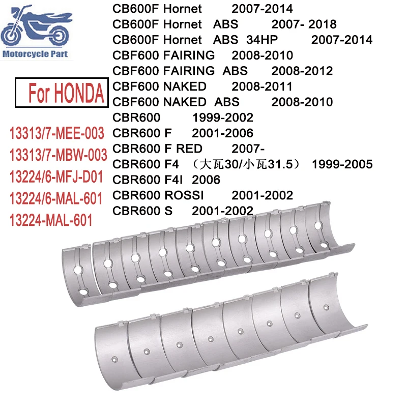 

31.5mm Motorcycle Connecting Rod Crankshaft Main Bearing Kit STD 0.25 0.5 For HONDA CBR600RR F5 CBF600 CB600F Hornet CBR600 F4