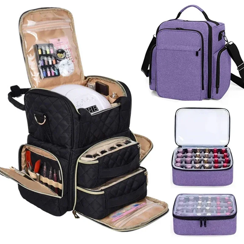

48Bottles Nail Art Polish Storage Bag Portable Essential Oil Storage Bag Cosmetic Handbag Organizer with Handle for Travel