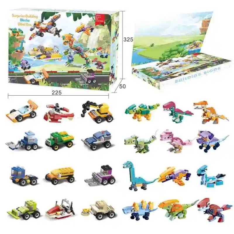 Caja de calendario de Adviento de Navidad para niños, regalo de dinosaurio, coche, animales marinos, insectos, modelo artesanal, calendario de 24 días, regalo de Navidad, 2024