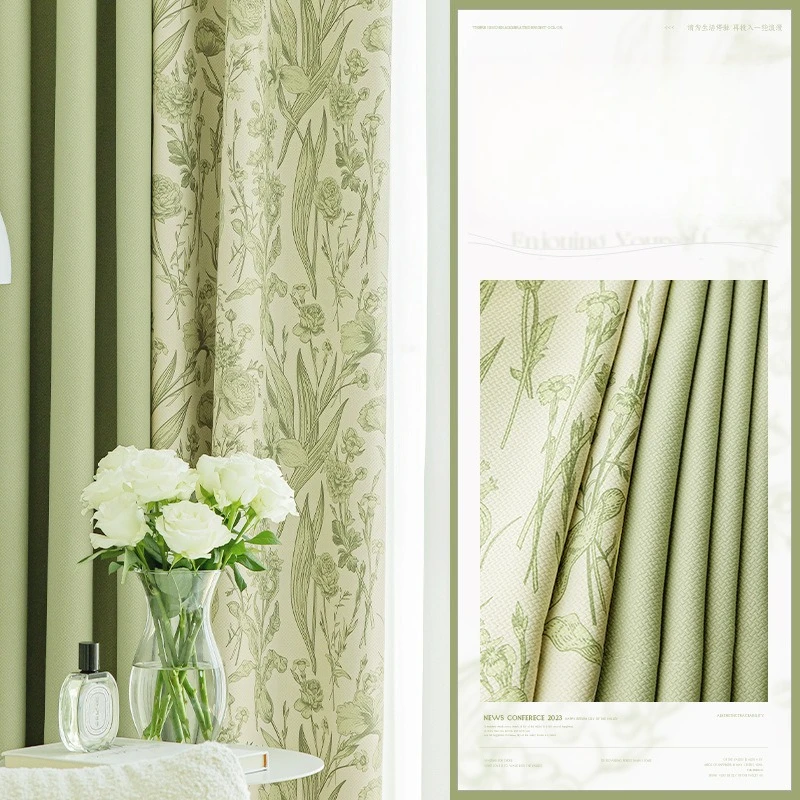 New French Color Blocking Romantic Retro Curtains for Living Dining Room Bedroom Light Luxury Senior Sense Blackout Home Decor