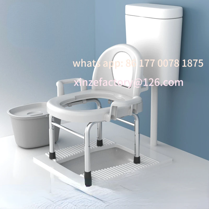 Customizable Safety Armrests Elderly Commode Chairs, Portable Toilet Chair for Disabled People Aids, Household Toilet Stool