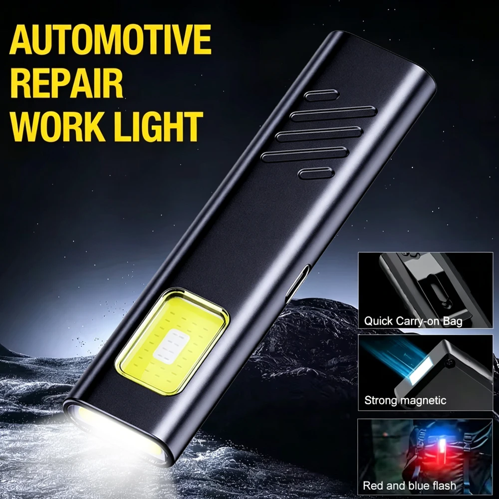 Super Bright Flashlight Mini Portable Warning Flashing  Security Work Light Outdoor Camping Maintenance Emergency Task  Lantern