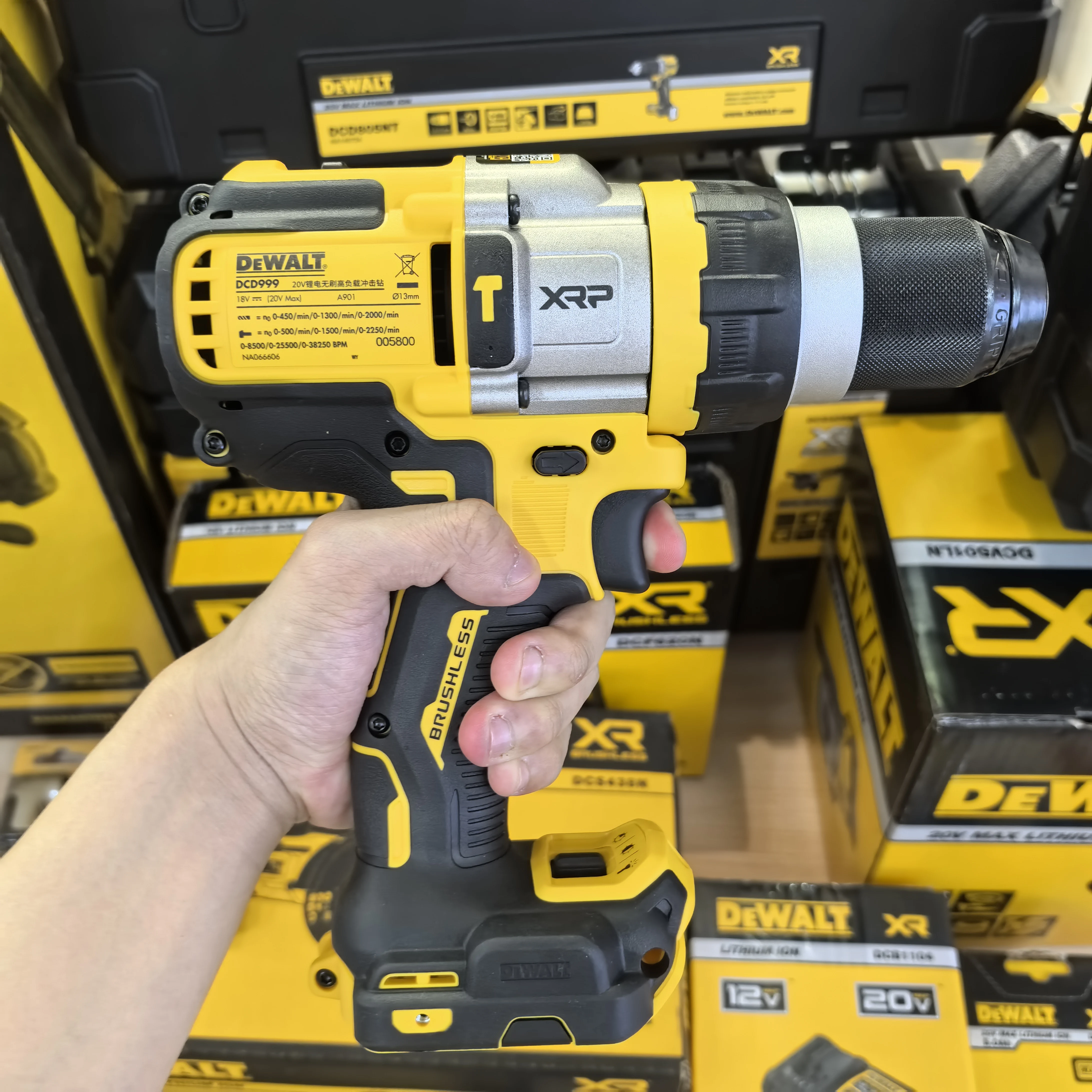 Imagem -03 - Cordless Hammer Drill Brushless Motor Furadeira de Impacto Elétrico 20v Ajuste Flexvolt Ferramentas Elétricas Dewalt-dcd999