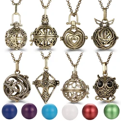 Mexico Chime Angel Wings Zircon Aromatherapy Cage Locket Necklace Essential Oil Diffuser Set Combination Woman Pendant Jewelry