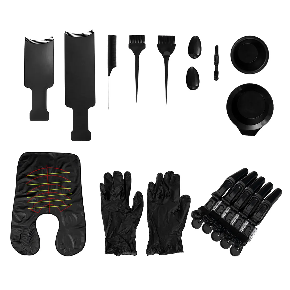 15-Piece Professional Hair Dye Kit with Brushes, Comb, Gloves & Tinting Board for Quick Salon-Style Coloring