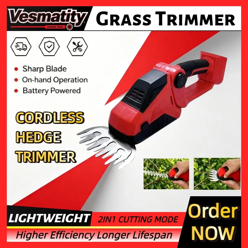Electric Grass Trimmer Cordless Hedge Trimmer Bush Trimmer Grass Shears Handheld Garden Power Tool For Milwaukee Battery
