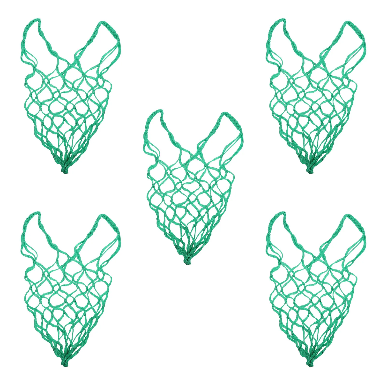 5Pcs Slow Feed Hay Nets Reinforced Nylon Mesh Wide Opening Hanging Feeder Net for Horse Sheep Goat Cattle Farm Pasture Feeding