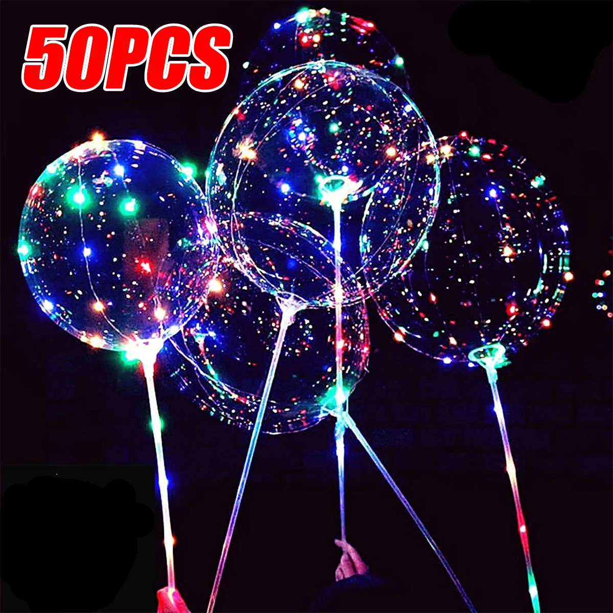 LED Light Up Balloons Luminous Bobo Balloon Transparent Helium Flashing Balloons for Party Birthday Wedding Decorations