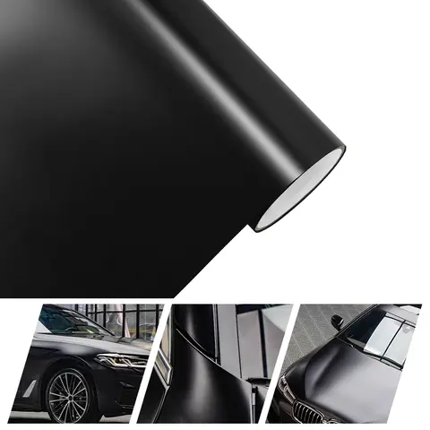 Premium PET Satin Svart Vinyl Bil DIY Klistermärke Matt Satin Svart Bilfolie Fordons Karosseri Klistermärke Dekaler Inslagning Bubbelfri 10 best sales matt svart vinylfolie för bilen - №7