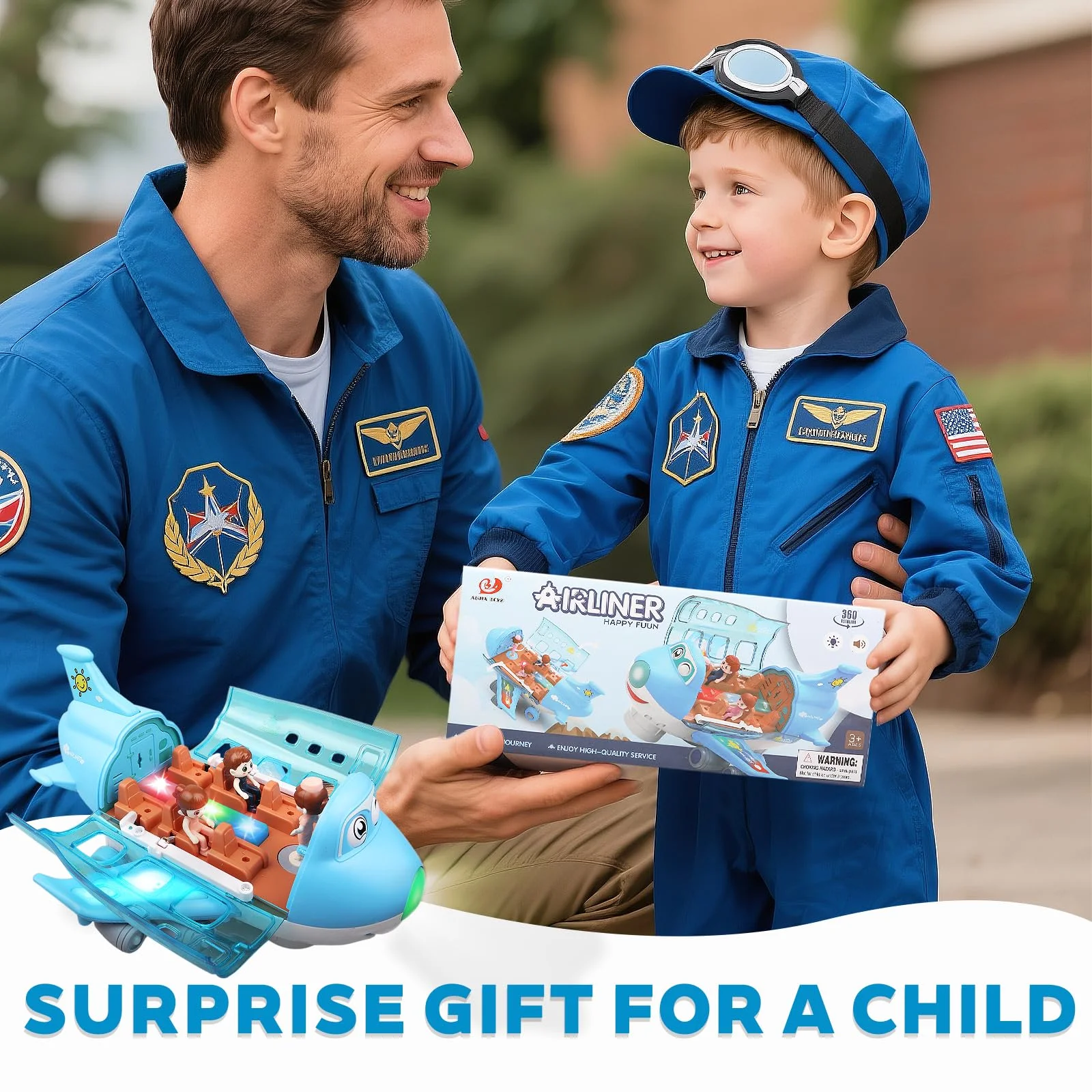 Electric Model Airplane Toy for Kids with Universal Walking Function Cool Audio-Visual Effects Ideal Holiday Gift for Babies