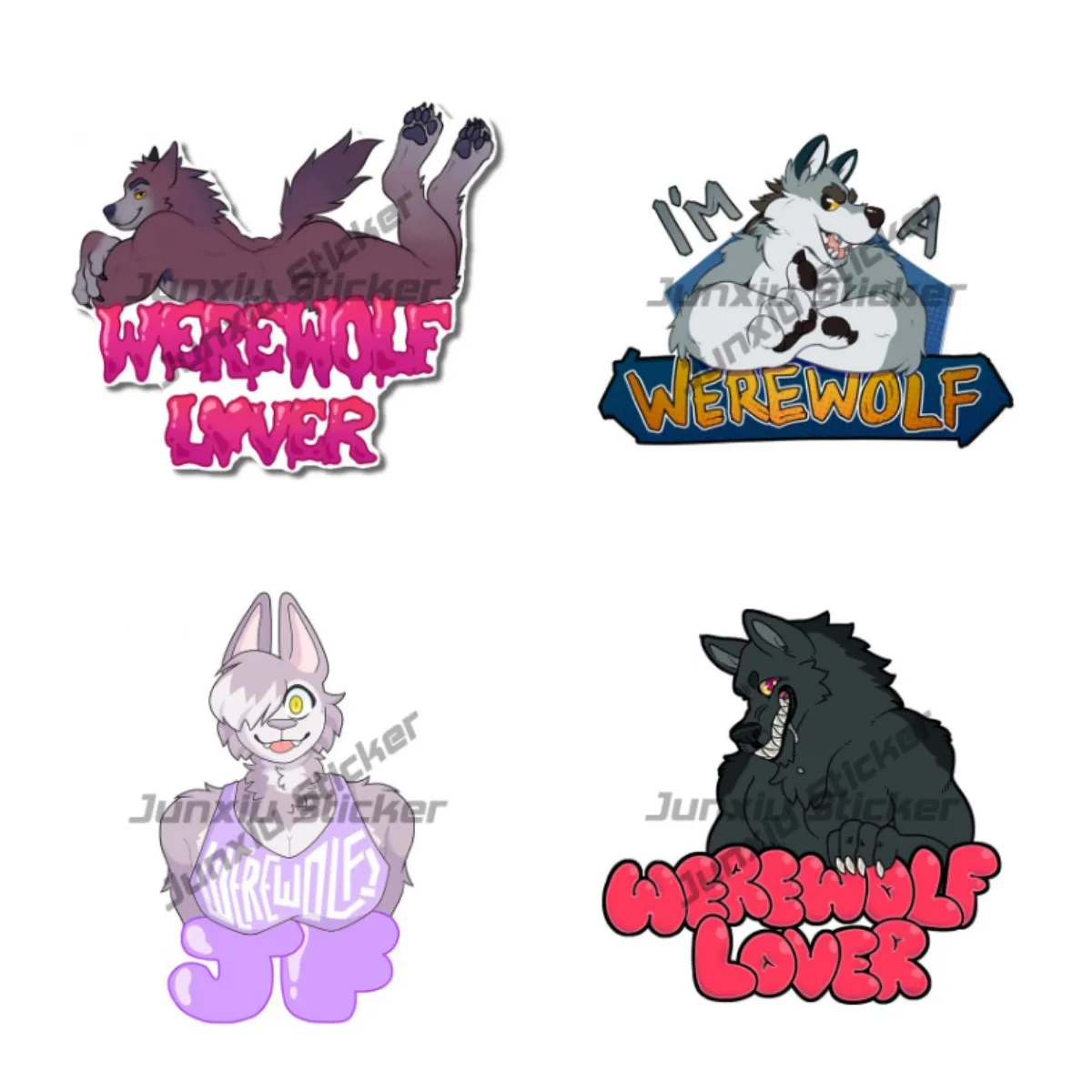 

For Werewolf Lover Car Stickers Sunscreen Furry Cute Creative Funny Decal Windshield Trunk Decoration