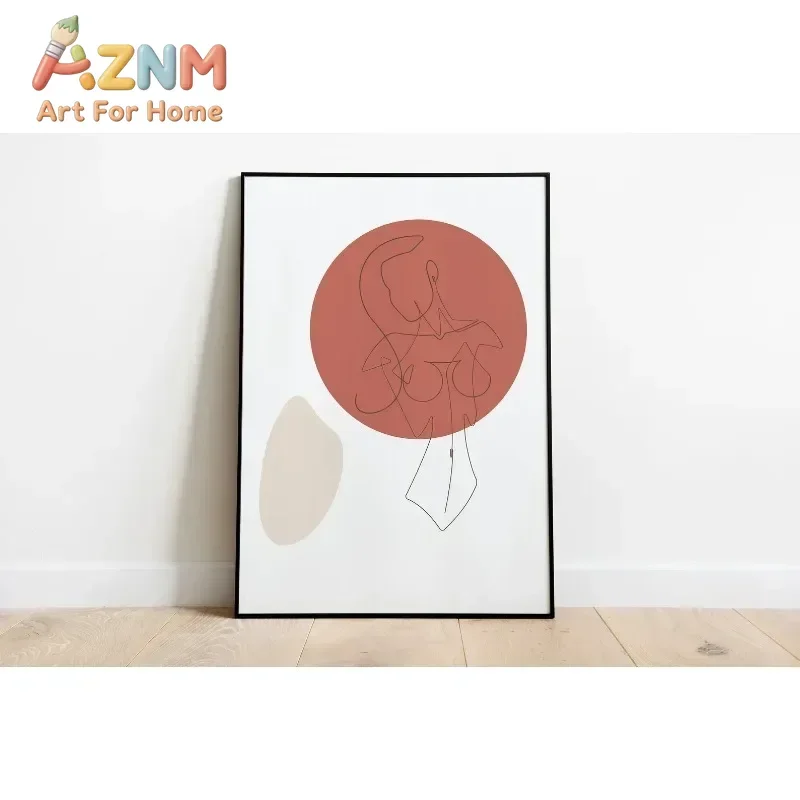 1pc frameless Canvas Painting Line Drawing Female Minimal Nordic Modern  Home Decor Picture Posters Canvas Painting Poster Bedro