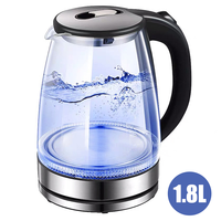 220V 1.8L Electric Kettle Glass Tea Kettle 1500-1800W Water Boiler Home Kitchen water heater,Dry Boiling Protection