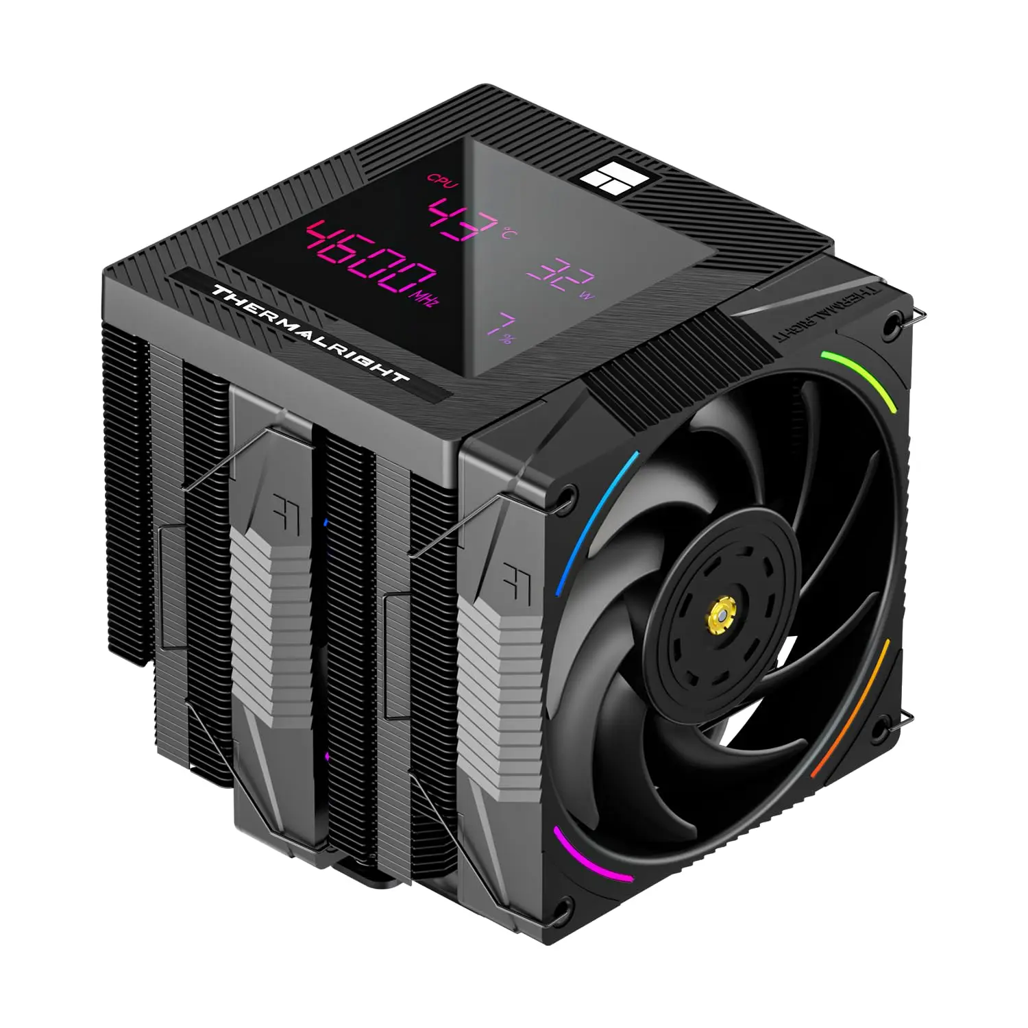 

Digital Screen CPU Air Cooler with 7 Heat Pipes, Double Tower Cooling for AM4/AM5/LGA1700/115X/1200/1851