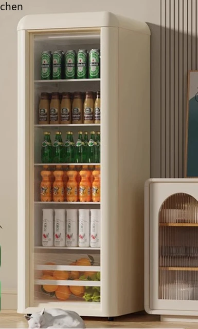 

ZML household small retro refrigerator living room office transparent refrigerator fresh-keeping beverage wine
