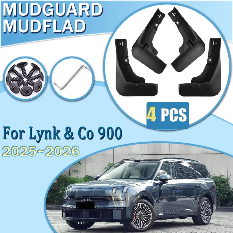 

For Lynk & Co 900 2025 2026 4PCS Car Set Splash Guards Front Rear Fenders Mud Guard Protector Mudflap Protection Auto Accessory