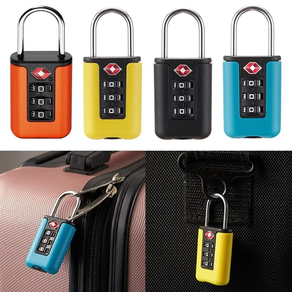 Anti-Theft Travel Cabinet Locker Contrast Color Padlock TSA Customs Code Lock 3 Digit Combination Lock Luggage Password Lock