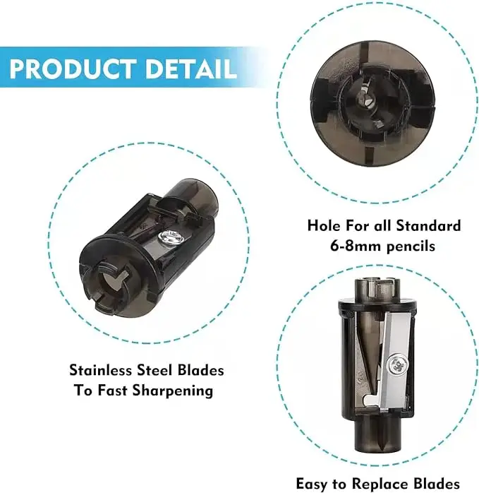전동 연필깎이 날, 2 호, 색연필 (6-8mm), 학교 연필깎이, 교실, 사무실, 가정, 4 개/세트에 적합