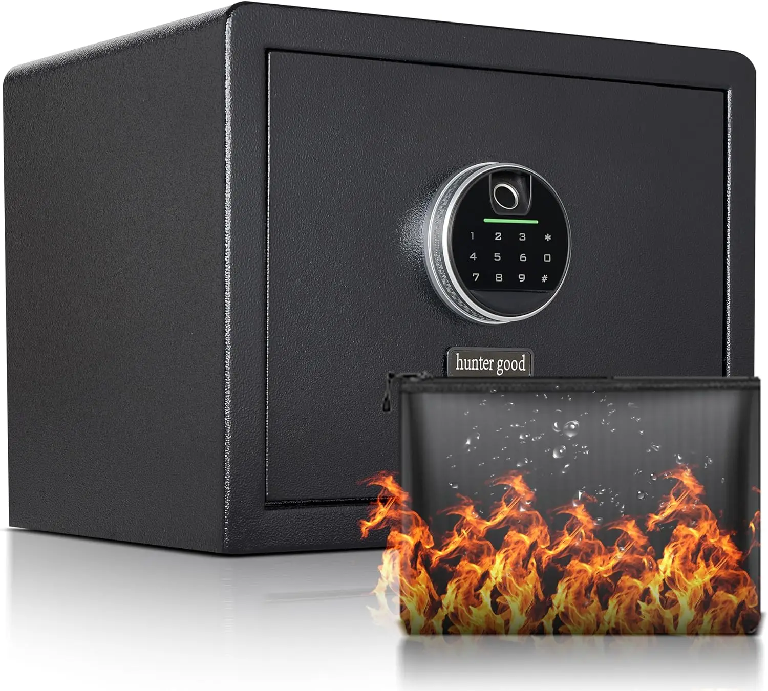 

Огнестойкий домашний сейф с отпечатками пальцев 1,2 кубических футов, с огнестойкой сумкой для документов, цифровой защитный сейф со съемной полкой, безопасный Ca