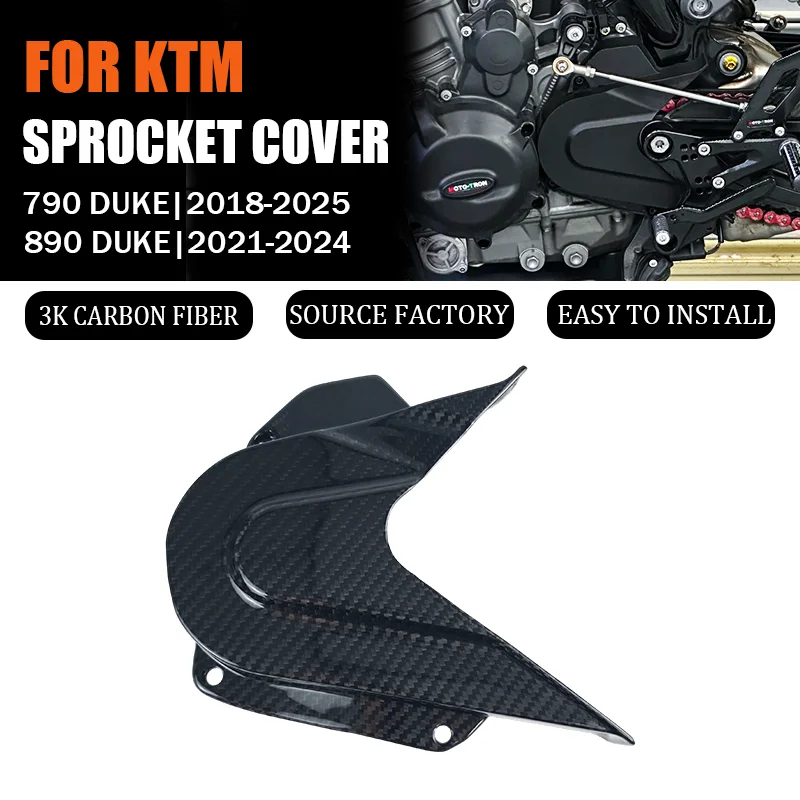 

For KTM DUKE 790 890 2018-2025 3K Real Carbon Fiber Chain Guard Sprocket Cover Fairings Protectors Motorcycle Accessories