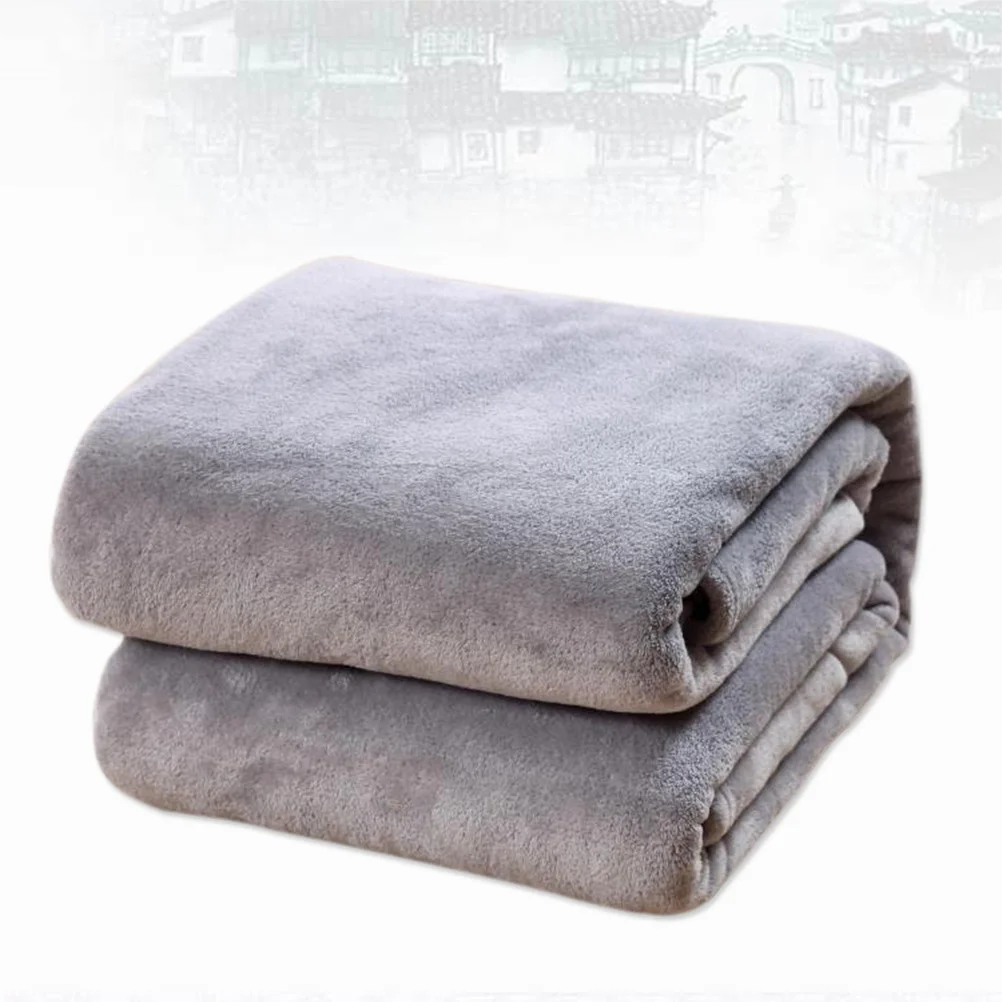 

Flannel Fleece Blanket 100X140Cm Silver Grey Soft Warm Lightweight Bed Blanket For Home Camping Couch Throw Solid Color