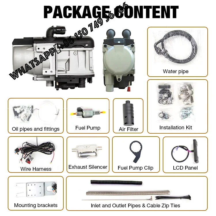 

12V 5KW Auto Parking Conditioner Preheating Engine Fuel Hot Water Heating 24V Stop Heater for Gaso line & Diesel