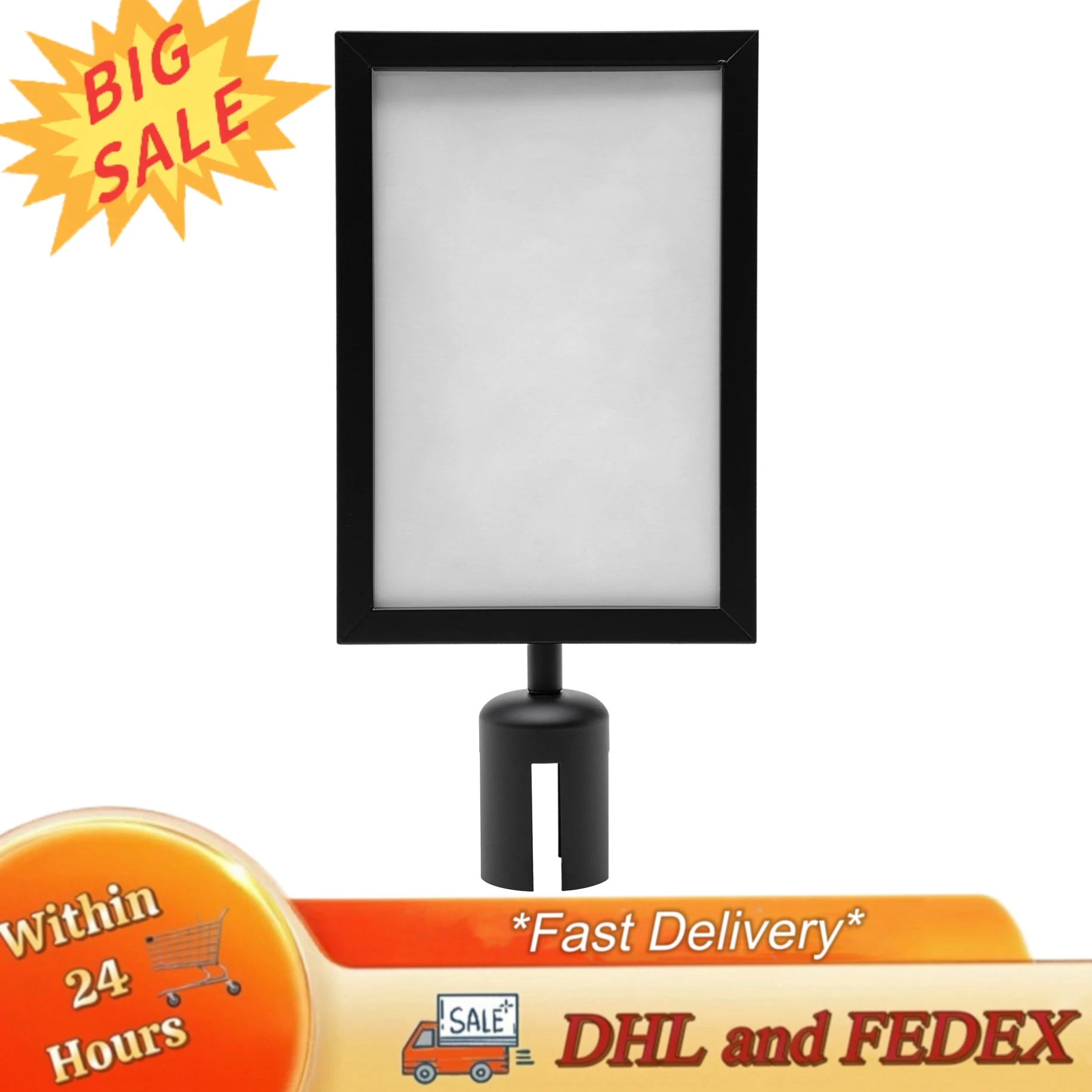 

4 Pieces Sign Holder Pole Mount Double Sided Sign Frame Top Stand Poster Display for Crowd Control In Retail Stores