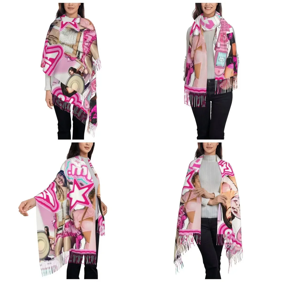 MP3 إميليا Mernes وشاح شرابة الأوشحة النساء شالات دافئة ناعمة ويلتف كبير الخريف الشتاء شال التفاف #2